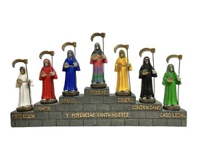 Statues Mario's Collection 7 potencias Santa Muerte 6" Height 13" Lenght Resi... - Bild 1 von 1