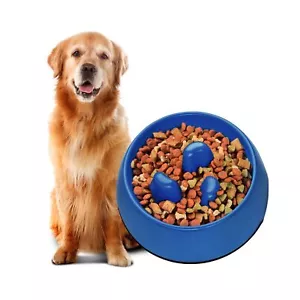 Slow Feeder Dog Bowl, Anti-Gulping Dog Fun Puzzle Bowl - 1200ML (40oz) Blue - Picture 1 of 9