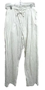 Athleisure Pants Women S White Drawstring Wrinkle Texture 100% Cotton Free Ship - Picture 1 of 5