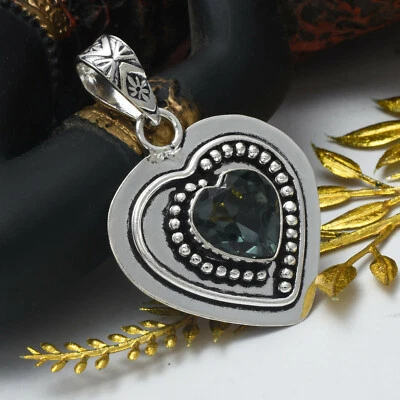 Pendente Fatti A Mano In Argento Sterling 925 Con Gemma Spinello Nero 1.9" - Immagine 1 di 4