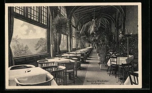 AK Wiesbaden, Hotel-Restaurant auf dem Neroberg, Innenansicht des Wintergartens  - Picture 1 of 2