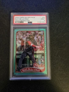 Elly De La Cruz 2024 Topps Silver Pack #50 Aqua Refractor #/199 PSA Mint 9 Reds - Picture 1 of 2