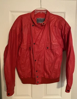 Chaqueta De Colección Michael Hoban North Beach Cuero Rojo Motociclista Talla 7 Envejecida Foto 1 de 4