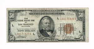 1929 $50 National Currency Note San Francisco - Picture 1 of 2