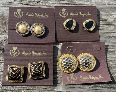 Premier Designs Joyería NUEVO CON ETIQUETAS 4 Pares Pendientes Clip Plata/oro/negro/perla Nuevo Con Etiquetas Foto 1 de 2