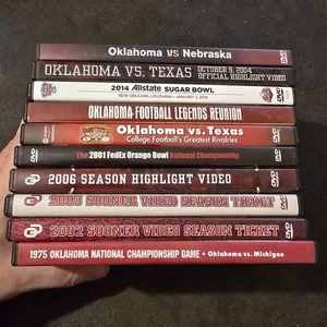 Lot 10 Oklahoma Sooners Football DVDs Highlights Bowl Games Rivalries NCAA OU - Picture 1 of 16