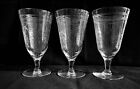 3 Antique  Cut Horizontal/Floral and Arch Design  Iced Tea Water Glasses Goblets