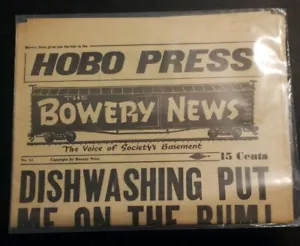 VINTAGE 1948 HOBO PRESS THE BOWERY NEWS ZEITUNG NY FAST NEUWERTIG - Bild 1 von 2