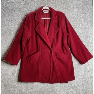 Vintage Womens LL Bean Long Trench Jacket Overcoat Size 12 Red USA - Picture 1 of 8