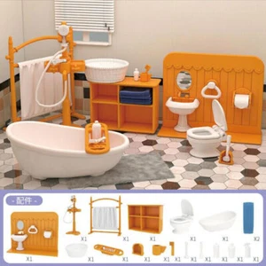 Puppenhaus Miniatur Möbel Set Kunststoff Bad Garnitur Toilettenraum 1/24 # - Bild 1 von 3
