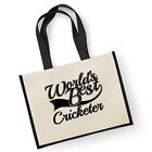 World's Best Cricketer Cricket Player Fan Gift Jute Shopping Shopper Bag