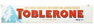 Toblerone Swiss White Chocolate With Honey & Almond Nougat, 360g/12.6 oz. Bar - Picture 1 of 4