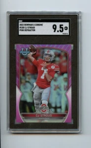2022 Bowman U Chrome CJ Stroud Houston Texans #100 Pink 🚀😳💥 SGC Graded 9.5 - Picture 1 of 2