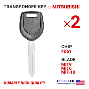 2X Transponder Key Mitsubishi MIT13-PT MIT9, MIT6, MIT-18 with Chip 4D61 - Picture 1 of 2