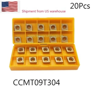 20Pcs CCMT09T304/CCMT32.51 Carbide Insert Lathe Turning Tool Cut Milling Blade - Picture 1 of 8