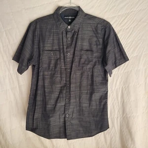 Beverly Hills Polo Club Mens Short Sleeve Button Down Shirt Gray & Black Size M - Picture 1 of 4