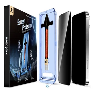 MAGIC JOHN Privacy Glass Screen Protector For iPhone 17 16 15 14 13 12 11Pro Max - Picture 1 of 36