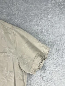 Haggar Shirt Adult Large Beige 100% Silk Button Up Pocket Floral Hawaiian Camp - Picture 1 of 10