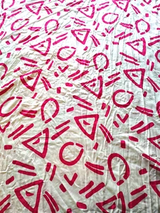 Dynasty Prints Inc. Fabric, Pink & White, Geometric Print, 55" x 144", 80s-90s - Picture 1 of 7