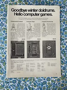 Vintage 1972 Computer Games Print Ad Vegas Horse Racing Football - Picture 1 of 7
