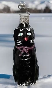 Black Cat Inges Glass Hand Blown Ornament 3 1/2” ~Rare~ - Picture 1 of 6