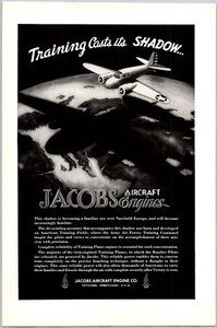 PRINT AD 1943 Jacobs Aircraft Engines Training Casts Its Shadow WWII 6.75 x 10 - Picture 1 of 3