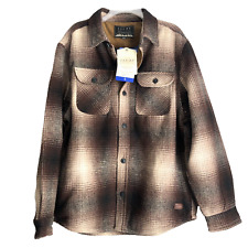 NWT Jachs Brown Plaid Men's Shirt Jacket Shaket with Side Pockets - Size Large