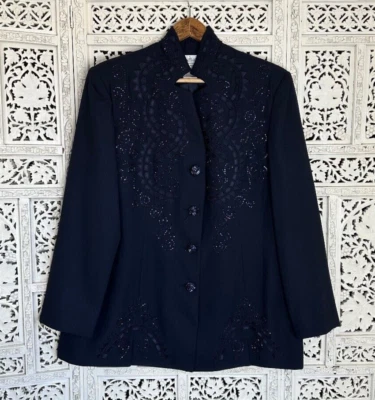 Blazer de noche St Anthony negro con cuentas glamuroso ropa de trabajo talla XL Foto 1 de 4