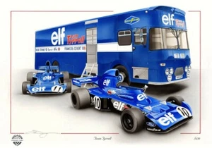 PRINT TYRRELL F1 FRANCOIS CEVERT JACKIE STEWART ELF KEN TRANSPORTER CHRIS DUGAN - Bild 1 von 8