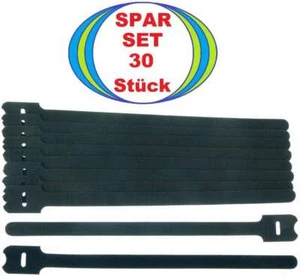 30x Kabelklettband 30 cm x 28 mm schwarz Klettband Klett Kabel Binder Band Strap - Picture 1 of 5