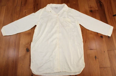 CAMISA DE DORMIR VINTAGE Nite All SILKY Para Mujer Grande Manga Larga Marfil Abotonada Foto 1 de 4