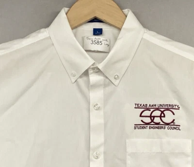 Texas A&M University STUDENT ENGINEER COUNCIL SEC Button Shirt Men L White Aggie - Image 1 of 4
