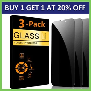 Pack 3 pour iPhone 16 15 14 13 12 Pro Max Protection d'écran en Verre Trempé Confidentialité - Photo 1 sur 16