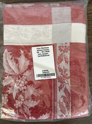 New Williams Sonoma Holly Jacquard Tablecloth 70" x 126" Christmas Winter - Image 1 of 2
