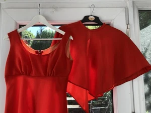 Beautiful Vintage hand made 1970’s Caped Unlined Maxi Dress - Picture 1 of 10