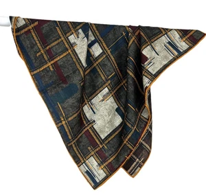 Pañuelo para el cuello 70 % cachemir 30 % seda 65X65 cm marrón con estampado de rejilla bufanda pañuelo  - Imagen 1 de 5