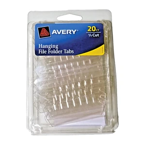 Avery hanging file folder tabs 1/5 cut 20ct clear - Picture 1 of 1