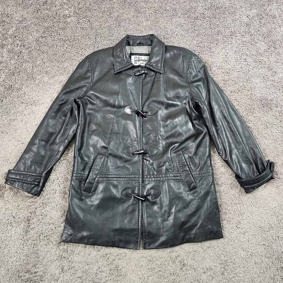 Куртка мужская Pelle Studio средний размер M черная Wilsons кожаная на пуговицах пальто - Изображение 1 из 4