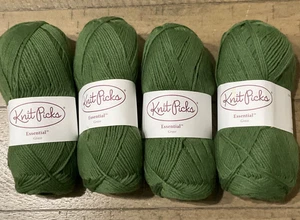 Lot 4 Skeins Knit Picks Essential GRASS Same Dye Lot NWT Merino/Nylon - Picture 1 of 2