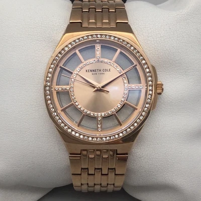 Reloj Kenneth Cole New York Mujer 37mm Cristales Oro Rosa Batería Nueva 7.5" Foto 1 de 4