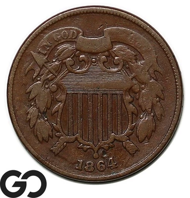 1864 Two Cent Piece, Large Motto - Image 1 of 3