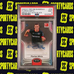 FLORIAN WIRTZ /25 BREAKOUT AUTO BLACK PSA 9 2020-21 TOPPS TIER ONE BUNDESLIGA RC - Foto 1 di 2