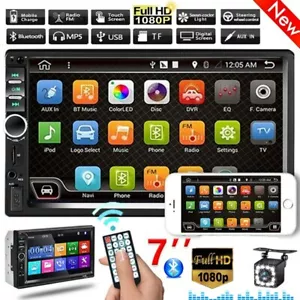 7" 2 DIN Car Stereo Radio Bluetooth USB AUX Touch Screen MP3 MP5 Player+ Camera - Picture 1 of 12