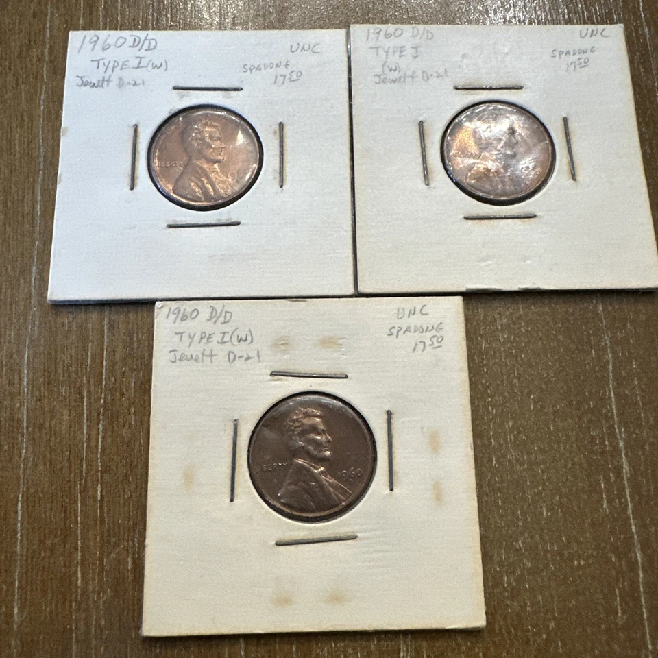 (3) Lot Of 3 1960 D penny error double die Over D. - Image 1 of 1