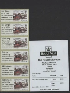 MAIL COACH NUEVA EXPOSICIÓN O/P MUSEO POSTAL A001 OCT 2019 tira de coleccionista POST GO - Imagen 1 de 1