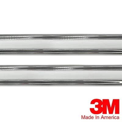 Vintage Style 7/8" White & Chrome Side Body Trim Molding - Imagem 1 de 2