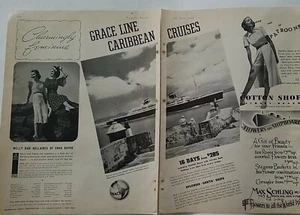 1938 Grace line Caribbean cruises ship vintage two page travel ad - Picture 1 of 1