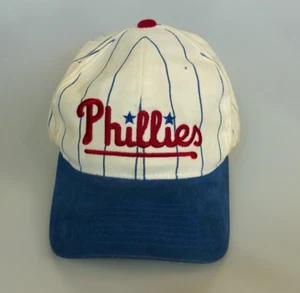 Vintage Philadelphia Phillies Starter Hat Cap Pinstripe Script Logo MLB 90s - Picture 1 of 8