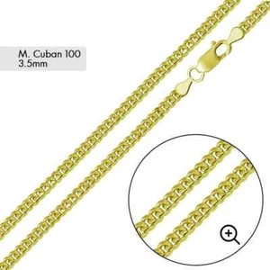 14K GELBGOLD ÜBER 925 STERLINGSILBER KUBANISCHES LINKKETTE HUMMERVERSCHLUSS - Bild 1 von 1