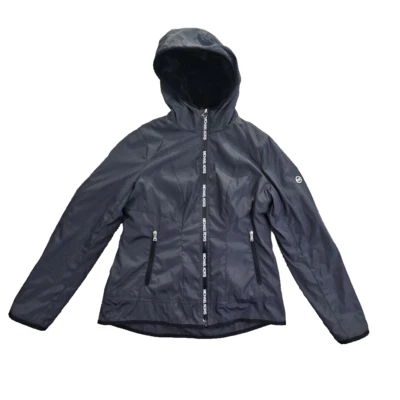 Chaqueta polar Michael Kors talla mediana pistola gris metal con capucha resistente a la intemperie Foto 1 de 4